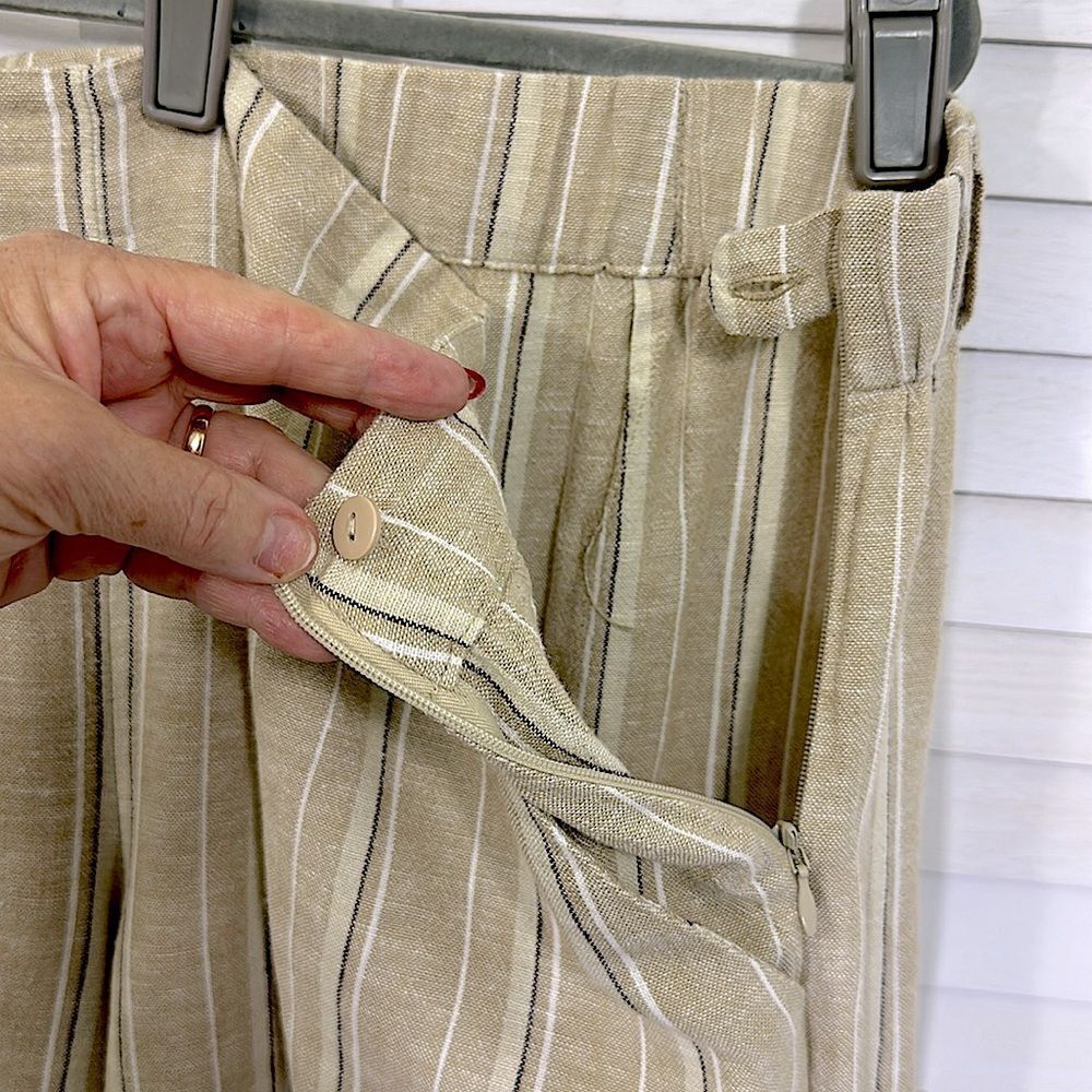 J. Jill Pants Size Large Crop Linen Blend NWOT Tan Inspection Stickers Intact - Picture 13 of 14